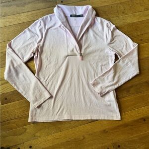 Ralph Lauren Polo Golf Light Pink Striped Quarter-Zip Top